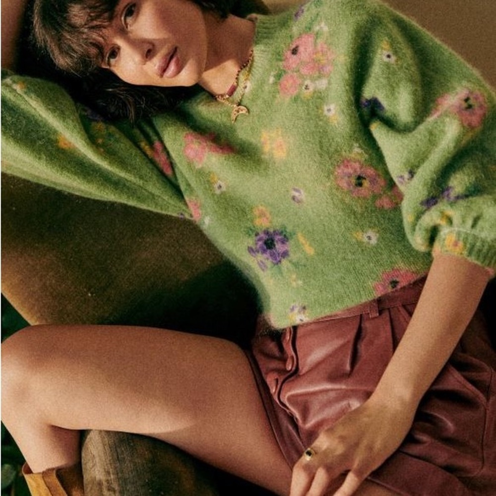 Sezane Silvia Jumper in Garden Mohair / Wool Blend Sweater | Size M